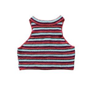 Altar’d State Crochet Crop Top Size L Sleeveless Yarn Granny Knit Boho Retro